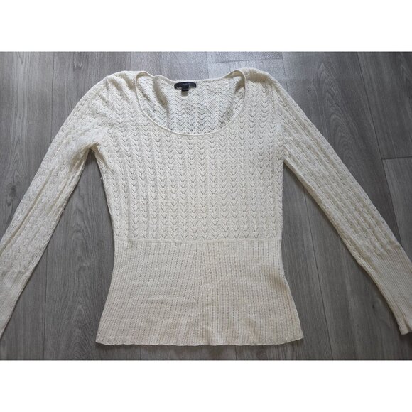 Express Cream Knit Sweater For Women L Wool Angora - Picture 3 of 7